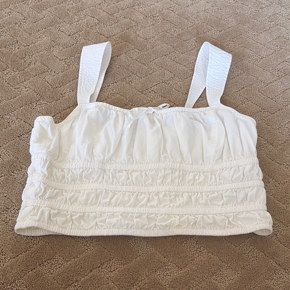Aritzia Sunday Best Ruched Tank - White (M)